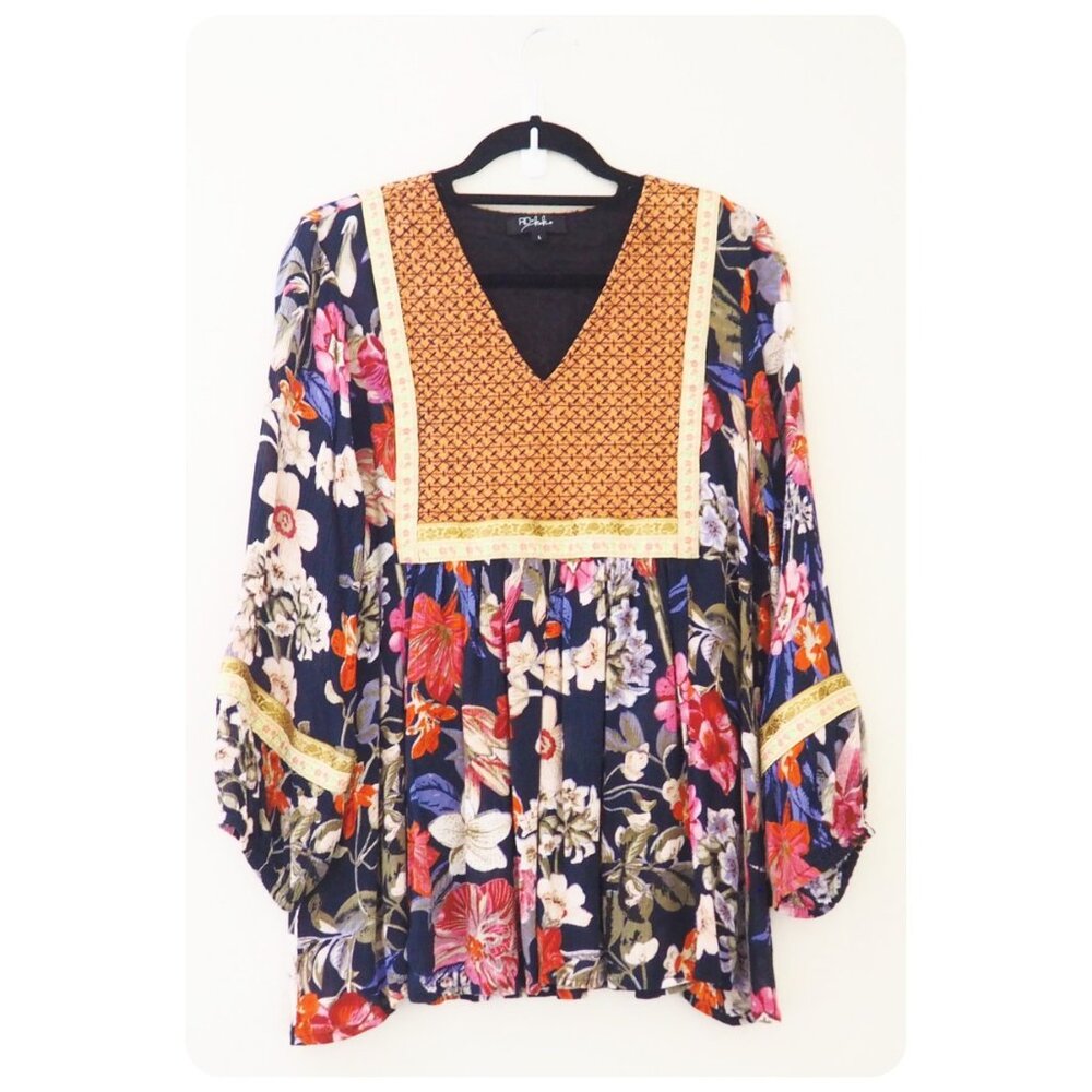 !! RD + Koko Floral Long Sleeve Blouse sz L